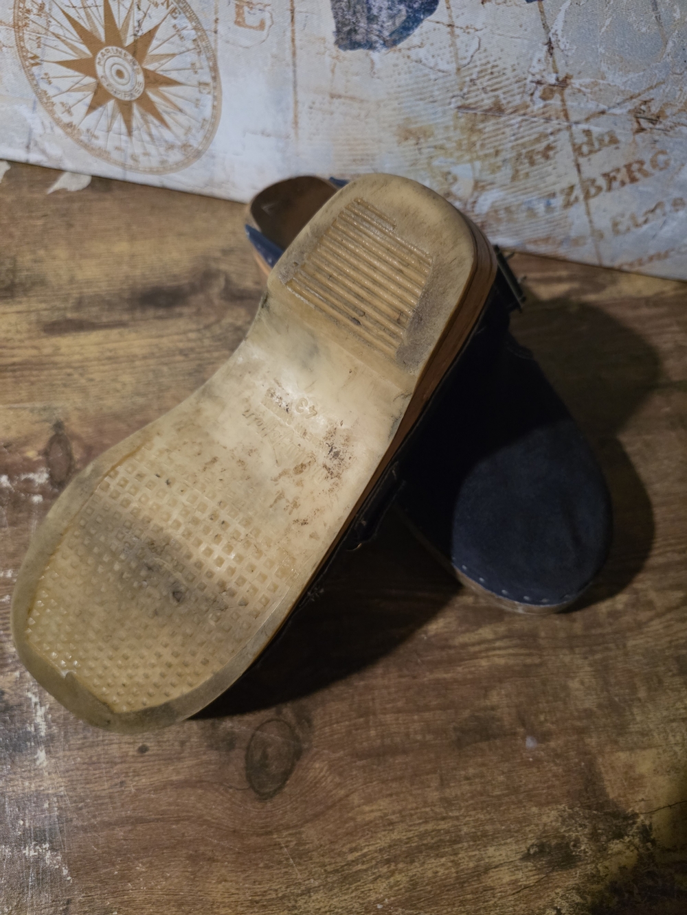 Women's Purple Suede Slip-On Clog with Buckle - Picture 11 of 12